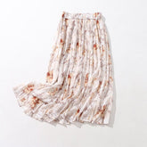Chiffon-Kleid mit Print, elastischer Faltenrock mit hoher Taille und schlankmachendem A-Linien-Midirock